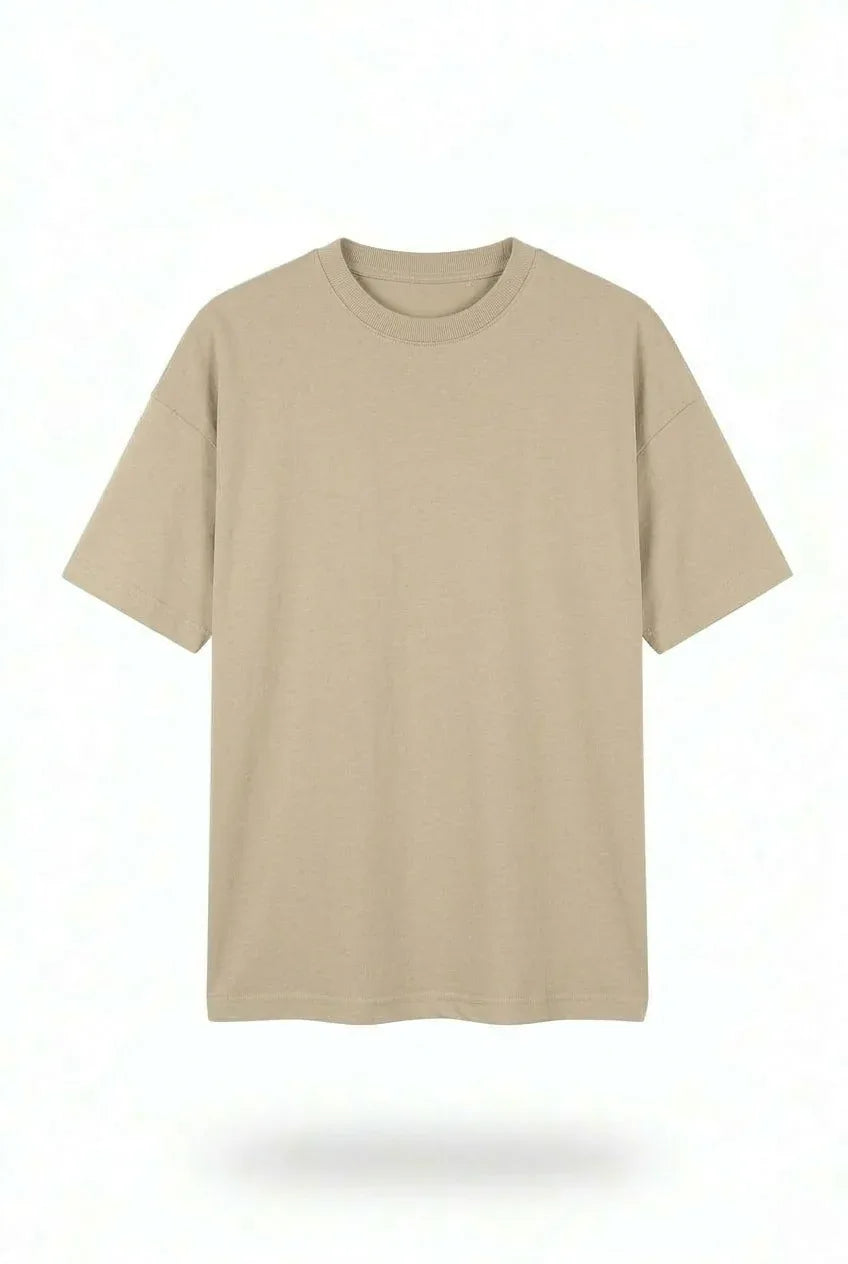 Stylish Beige drop shoulder t shirt oversized fit fashion
