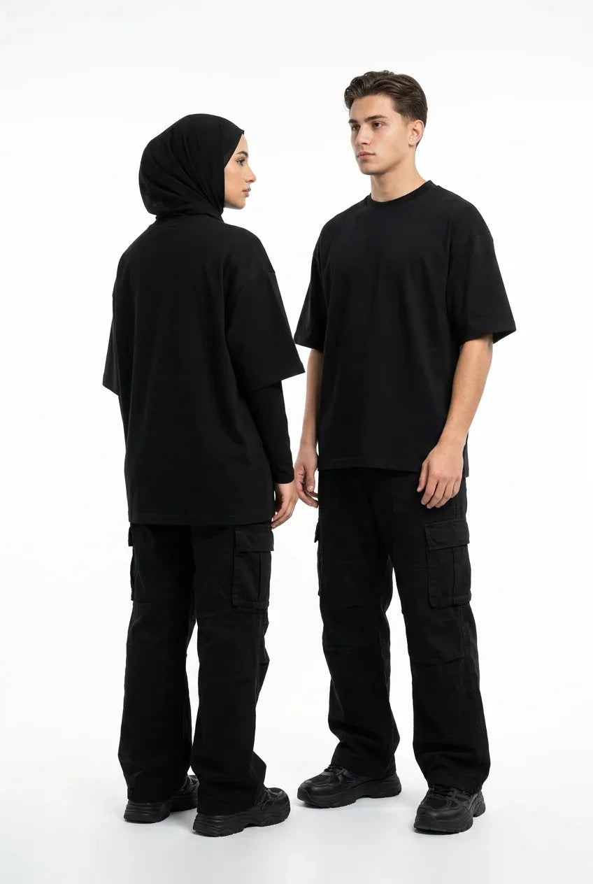 Stylish Black drop shoulder t shirt oversized fit fashion