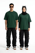 Stylish Bottle Green drop shoulder t shirt oversized fit fashion