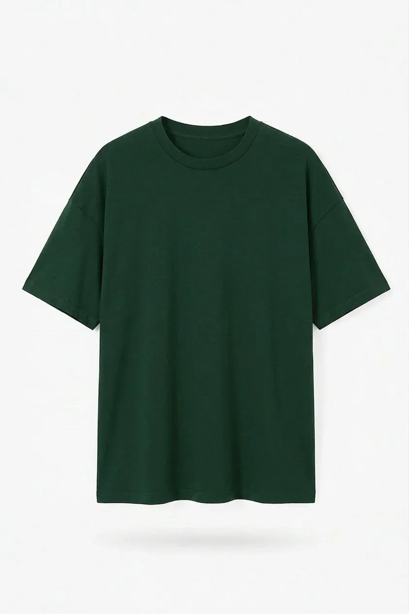 Stylish bottle green drop shoulder t shirt oversized fit fashion