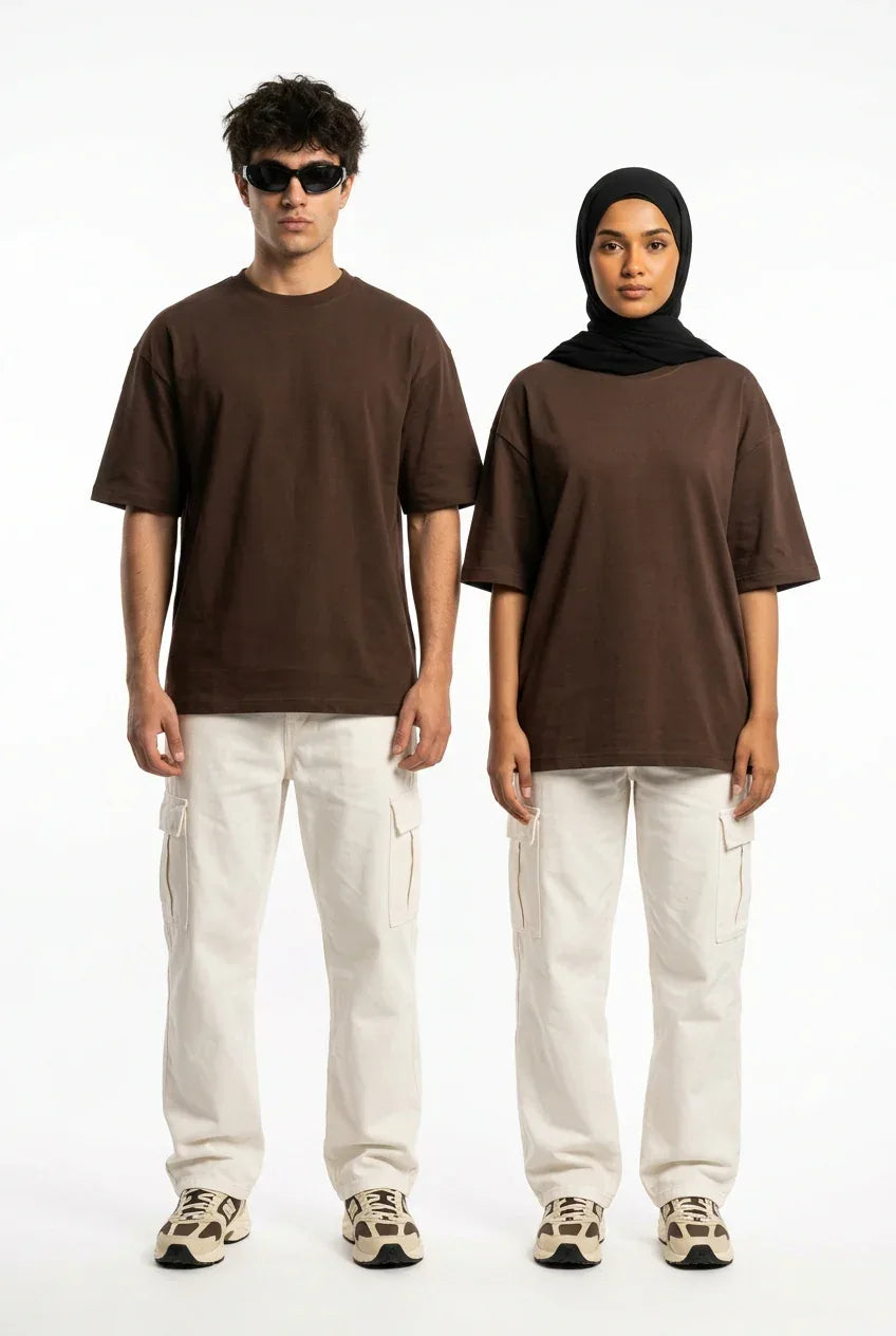 Stylish Brown drop shoulder t shirt oversized fit fashion