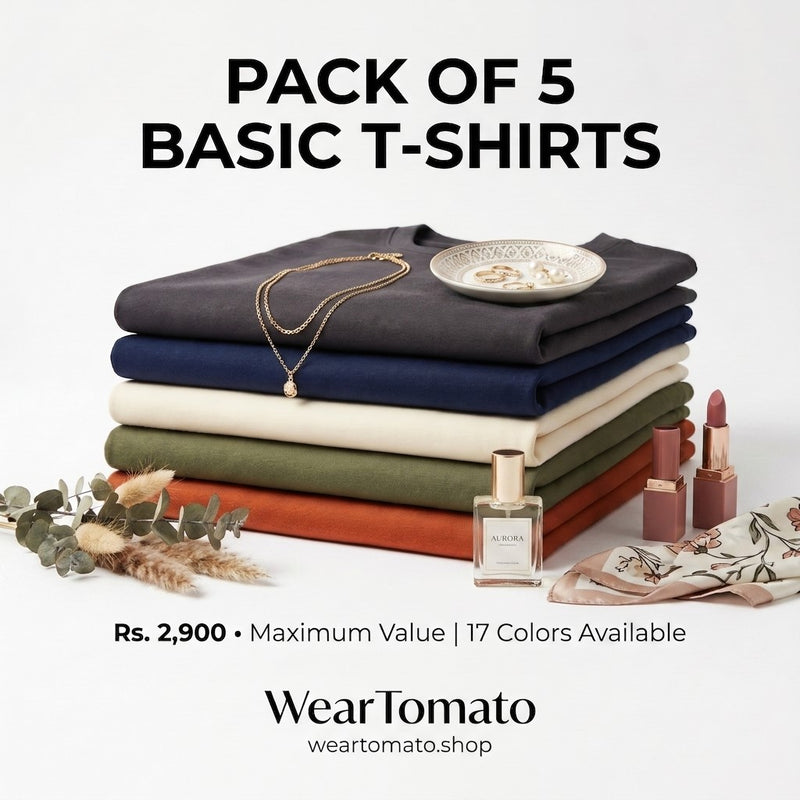 Basic T-Shirt (Pack of 5) | Everyday Cotton Essentials for Men & Women