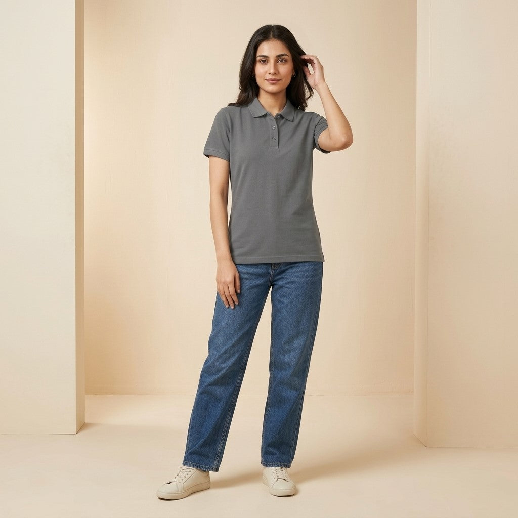 Half Sleeve Steel Grey Polo T-Shirt | Classic Polo Shirt for Men & Women