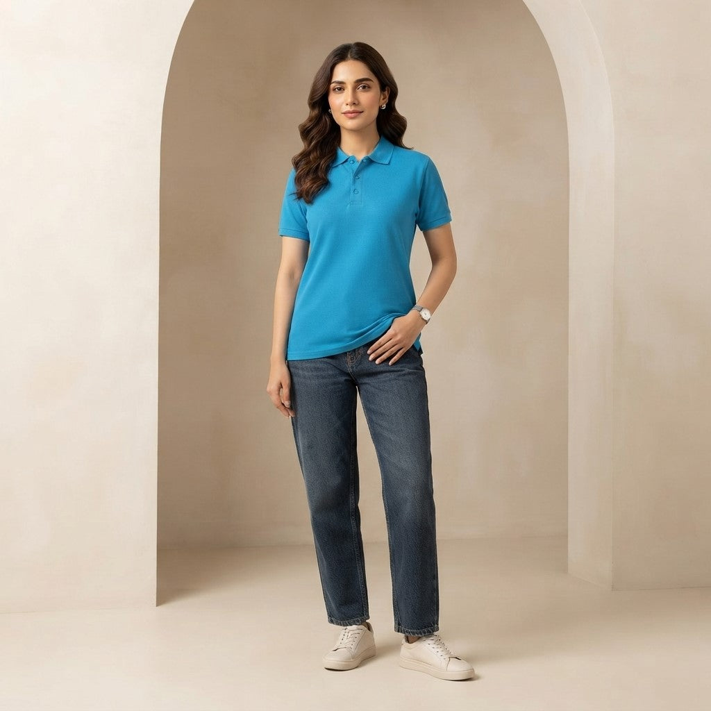 Half Sleeve Turkish Blue Polo T-Shirt | Classic Polo Shirt for Men & Women