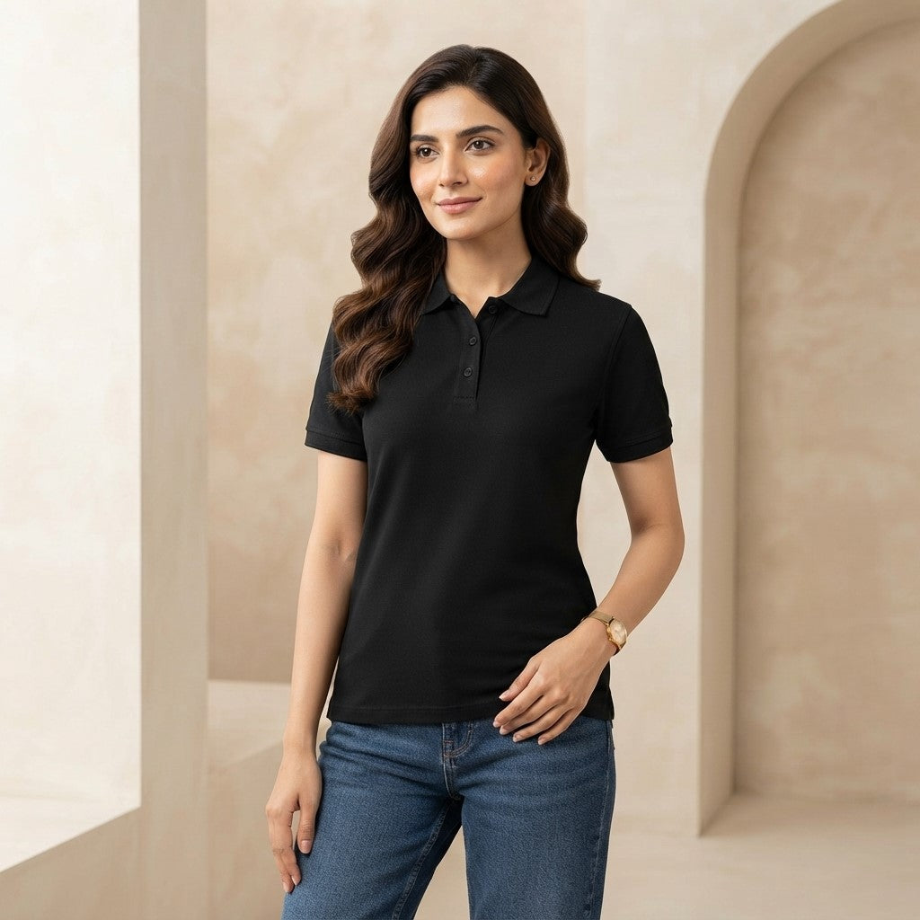 Half Sleeve Black Polo T-Shirt | Classic Polo Shirt for Men & Women
