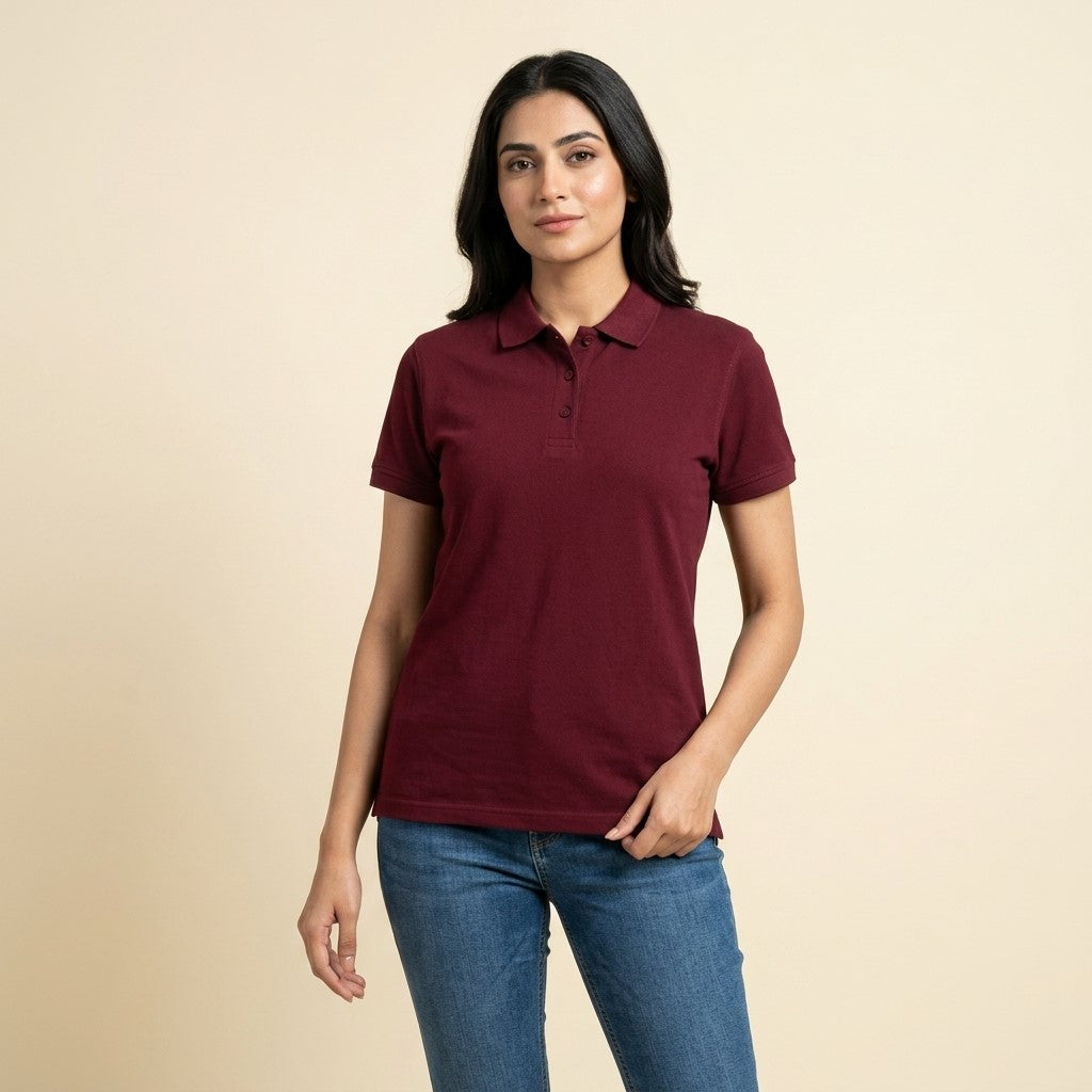 Half Sleeve Maroon Polo T-Shirt | Classic Polo Shirt for Men & Women