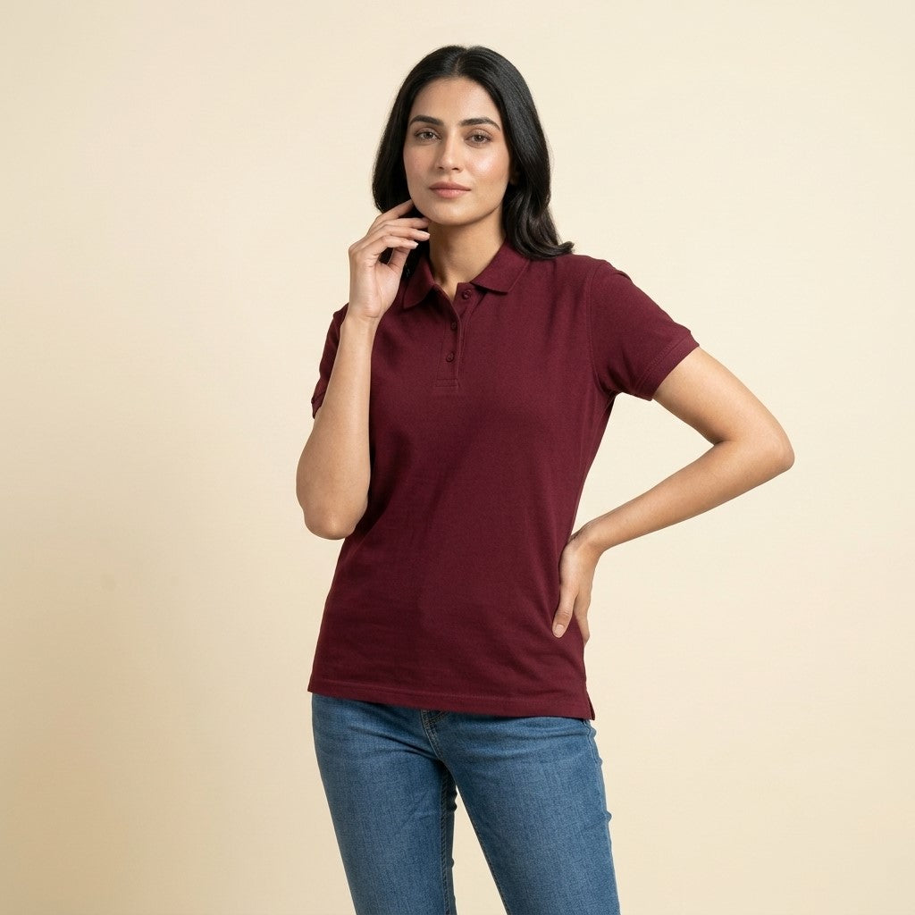 Half Sleeve Maroon Polo T-Shirt | Classic Polo Shirt for Men & Women