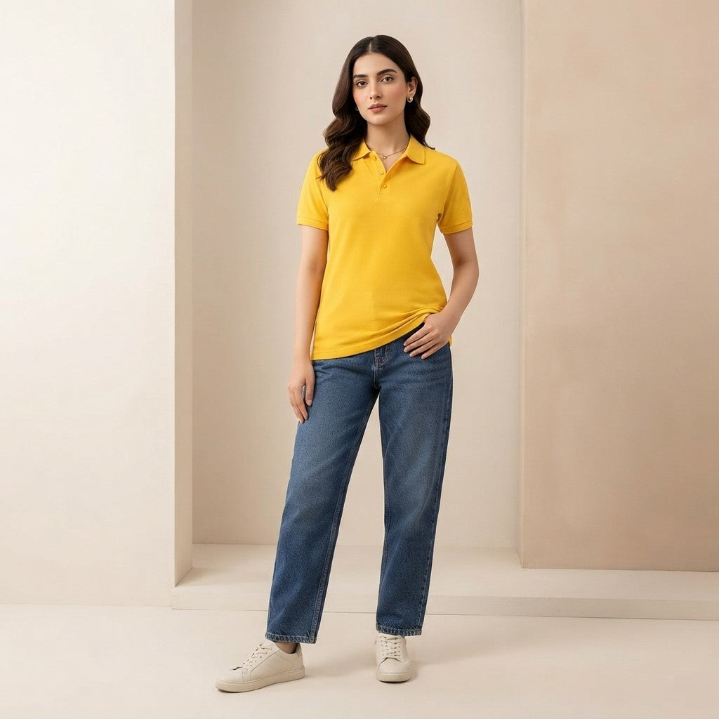 Half Sleeve Yellow Polo T-Shirt | Classic Polo Shirt for Men & Women
