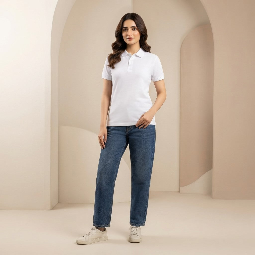 Half Sleeve White Polo T-Shirt | Classic Polo Shirt for Men & Women