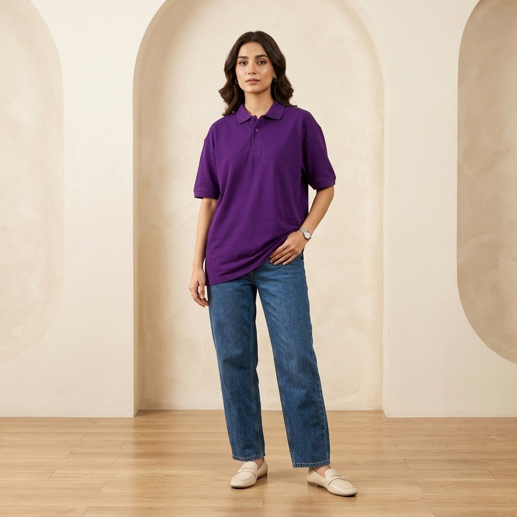 Half Sleeve Purple Polo T-Shirt | Classic Polo Shirt for Men & Women