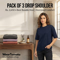 Pack of 3 Drop Shoulder Tees | Oversized Streetwear Cotton T-Shirts for Men & Women