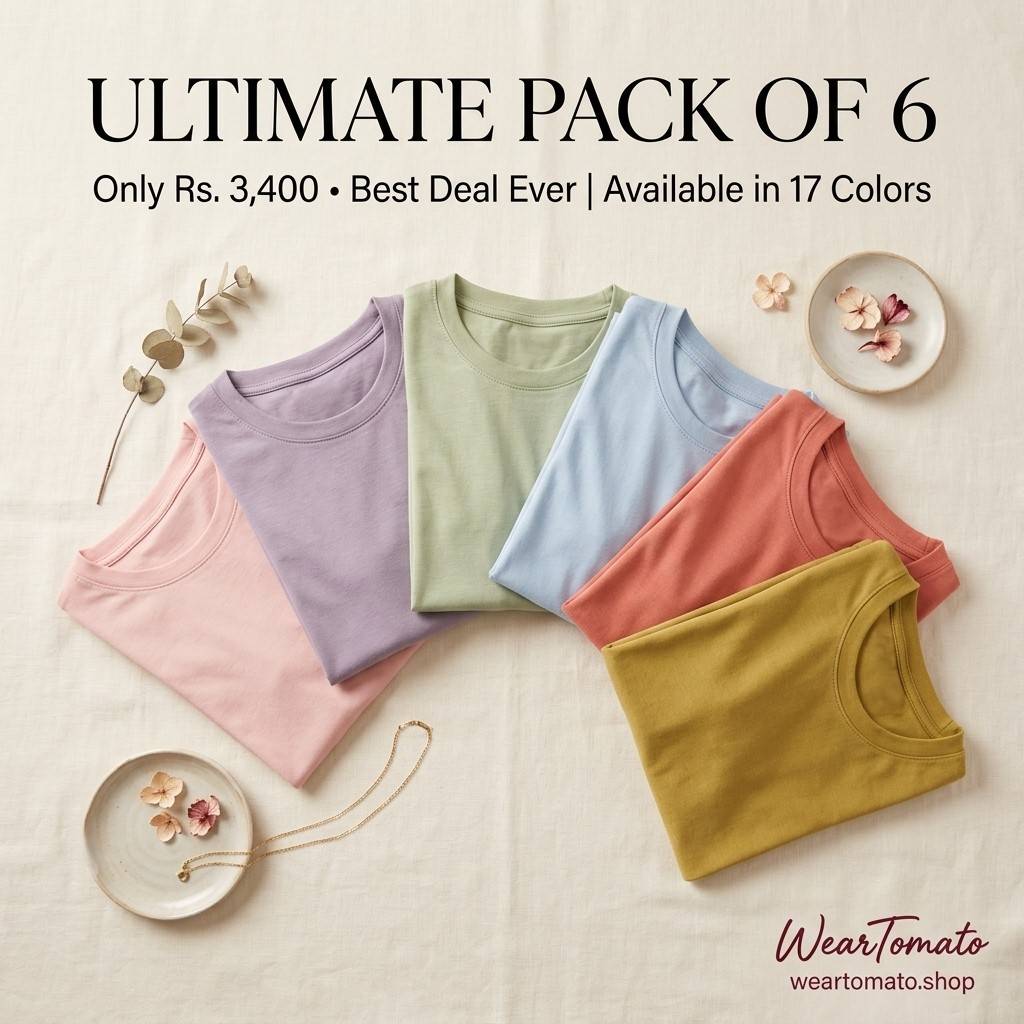 Basic T-Shirt (Pack of 6) | Premium Everyday Cotton Essentials for Men & Women