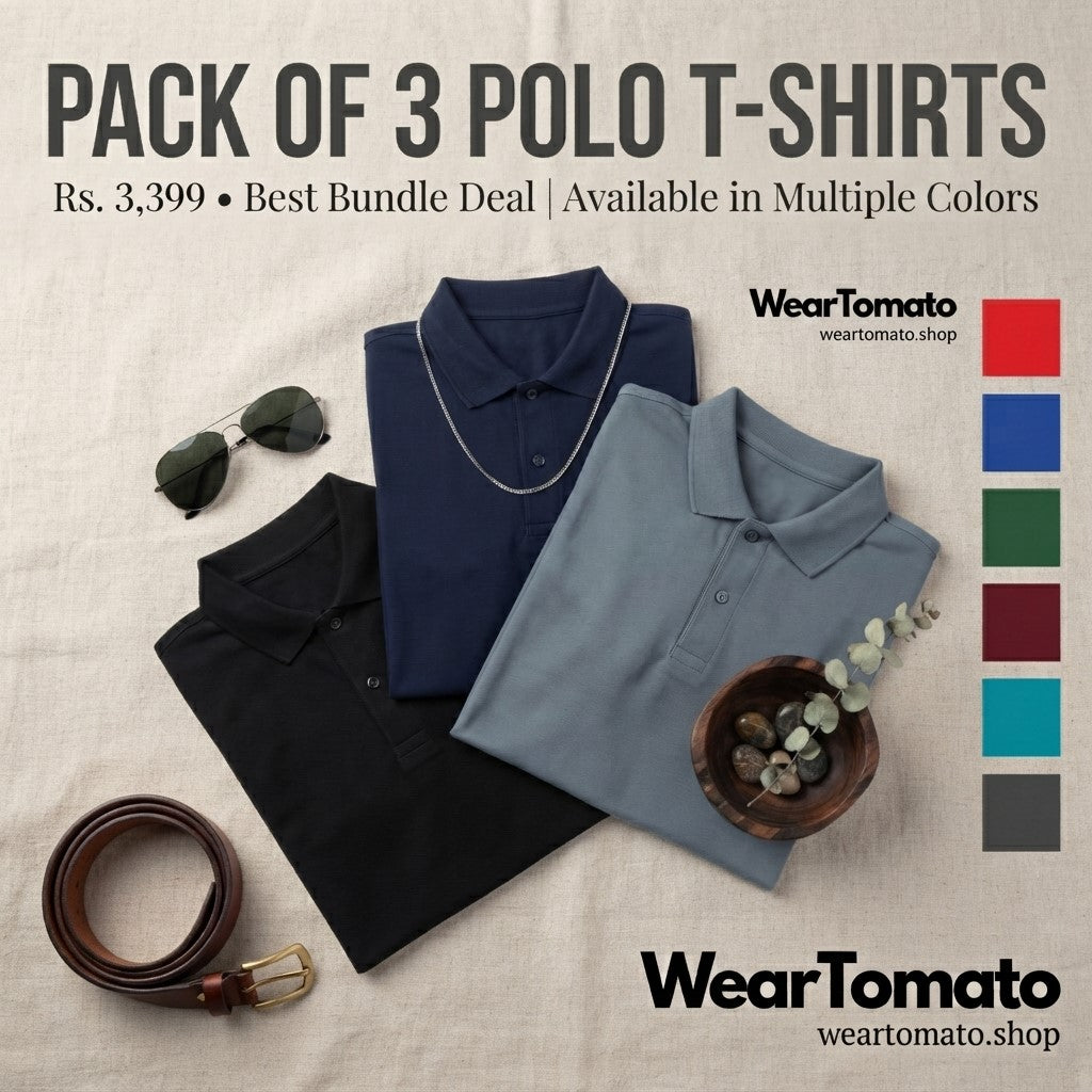 Pack of 3 Polo T-Shirts | Premium Cotton Smart Casual Polo Shirts for Men & Women