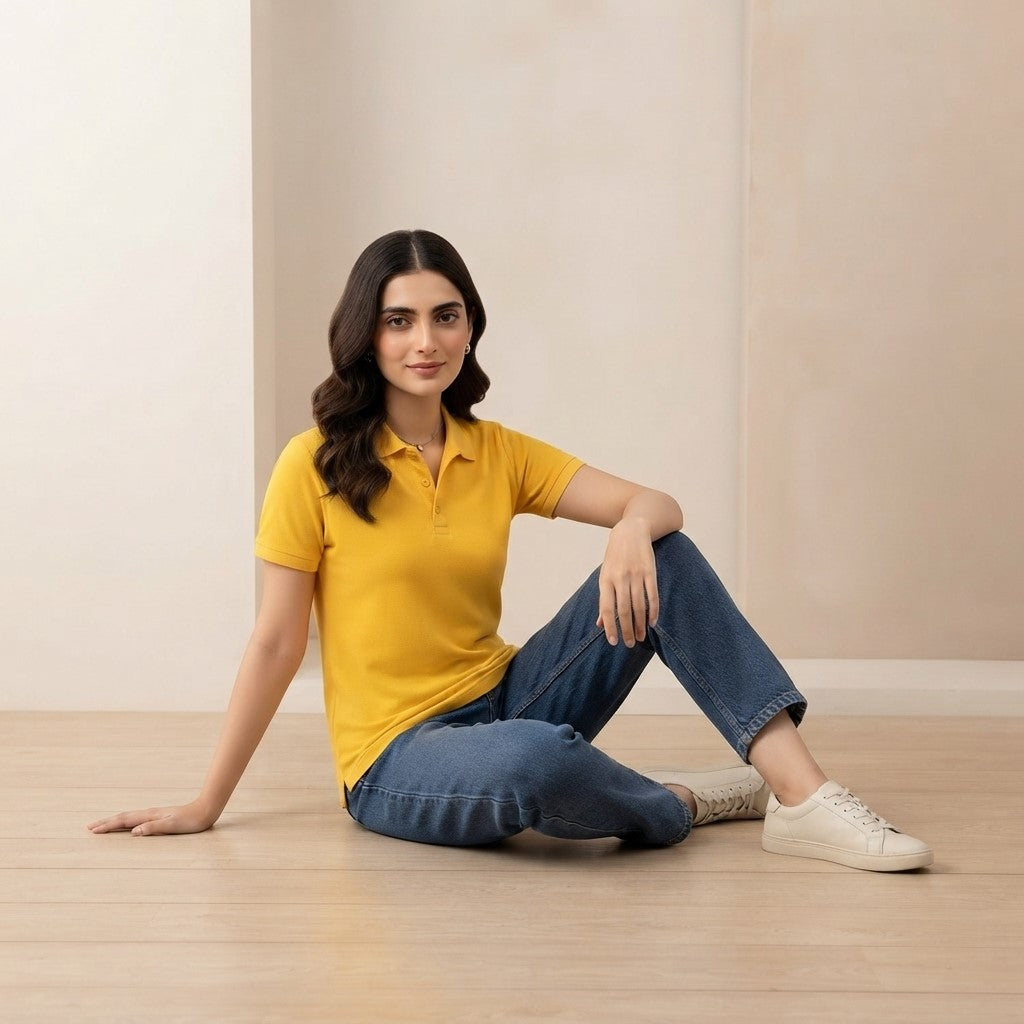 Half Sleeve Yellow Polo T-Shirt | Classic Polo Shirt for Men & Women