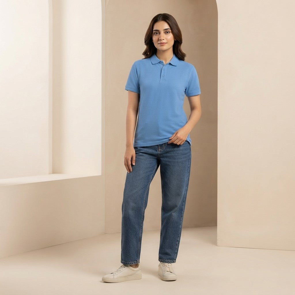 Half Sleeve Sky Blue Polo T-Shirt | Classic Polo Shirt for Men & Women