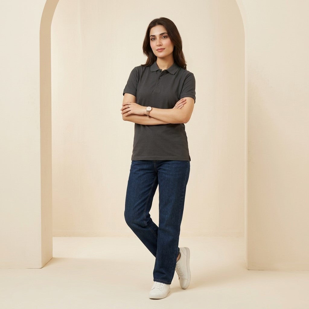 Half Sleeve Charcoal Grey Polo T-Shirt | Classic Polo Shirt for Men & Women
