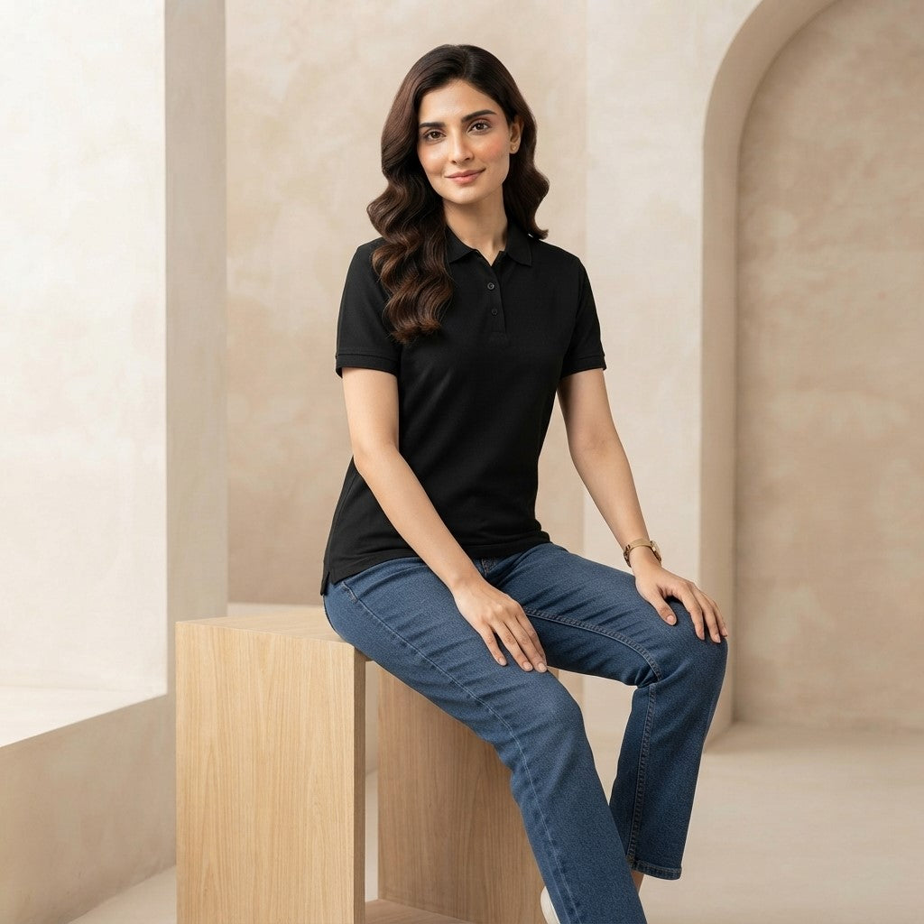 Half Sleeve Black Polo T-Shirt | Classic Polo Shirt for Men & Women