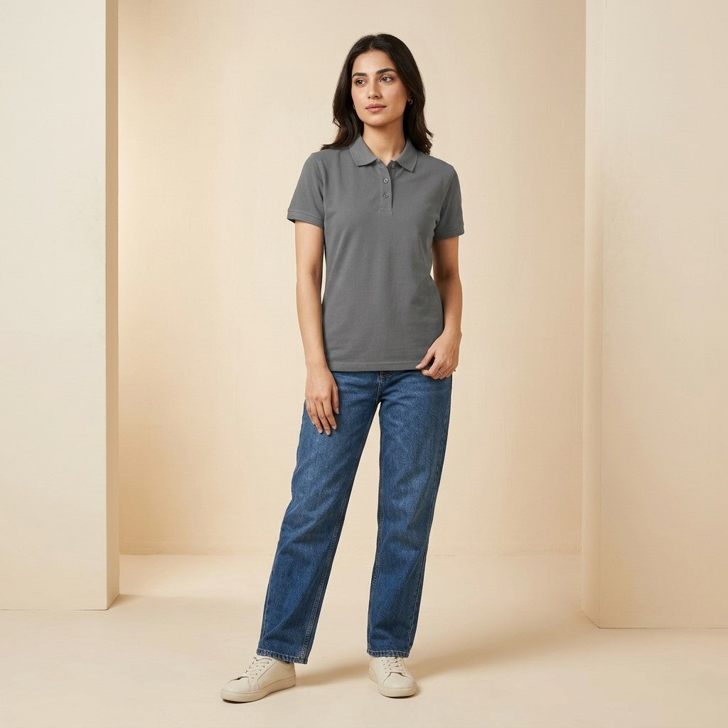 Half Sleeve Steel Grey Polo T-Shirt | Classic Polo Shirt for Men & Women