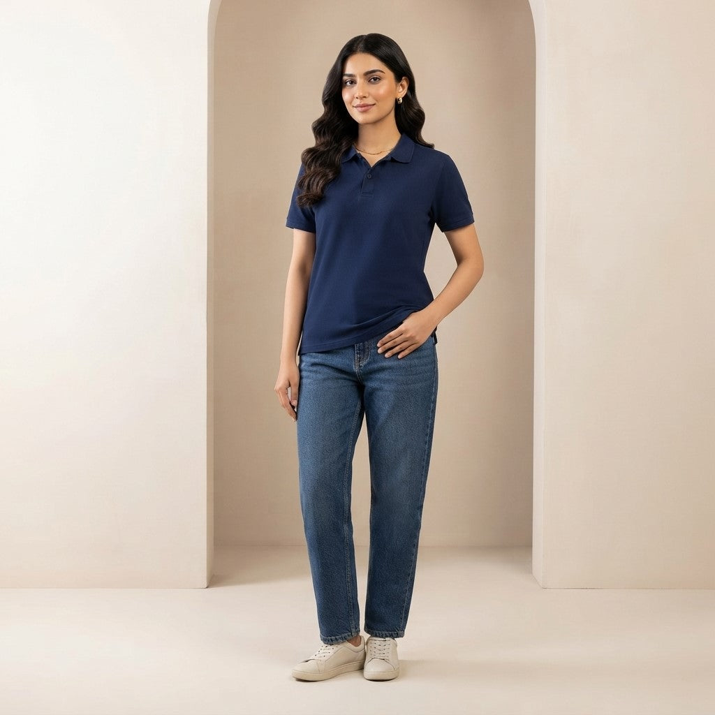 Half Sleeve Navy Blue Polo T-Shirt | Classic Polo Shirt for Men & Women