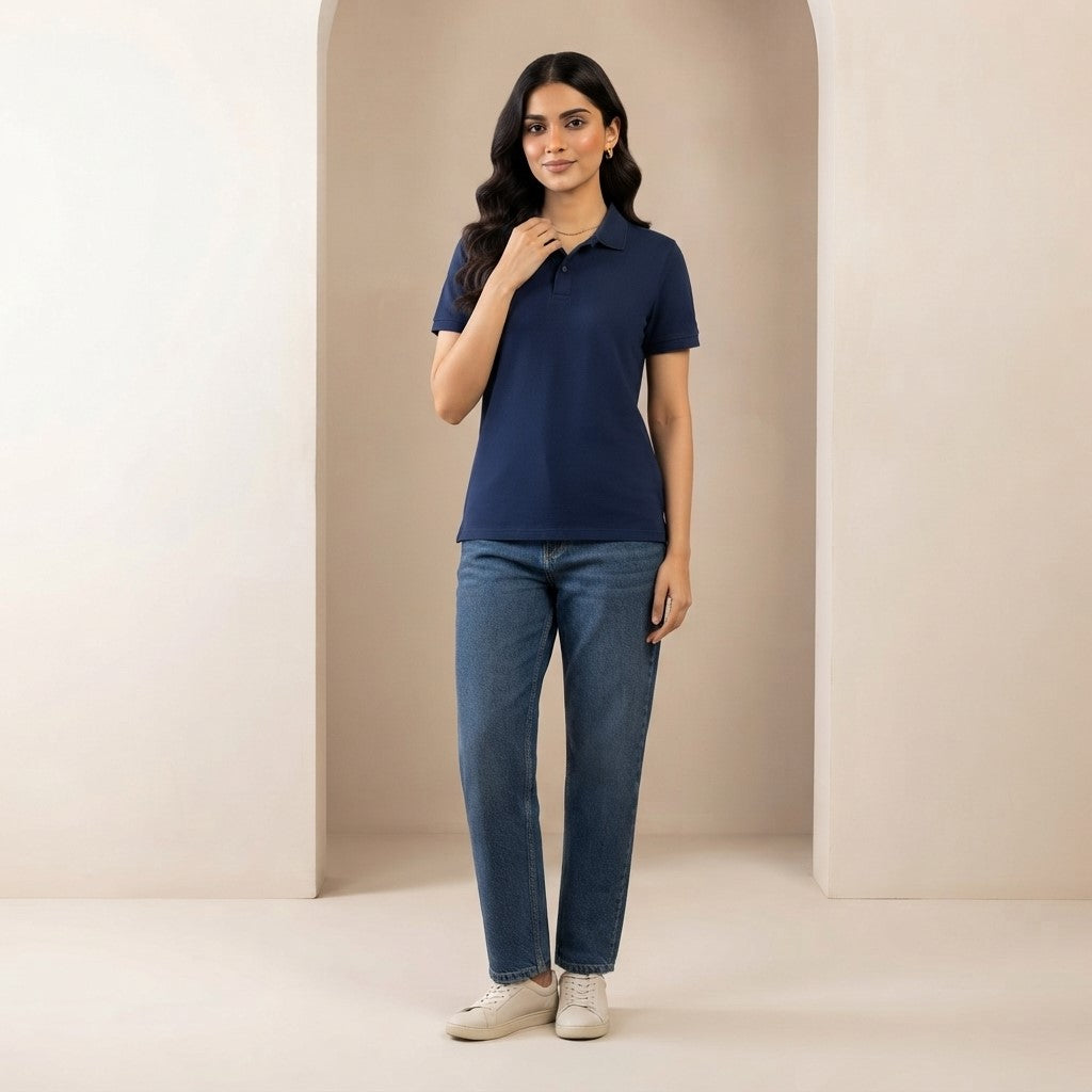 Half Sleeve Navy Blue Polo T-Shirt | Classic Polo Shirt for Men & Women