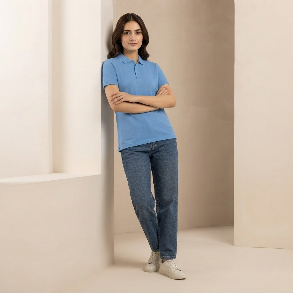 Half Sleeve Sky Blue Polo T-Shirt | Classic Polo Shirt for Men & Women