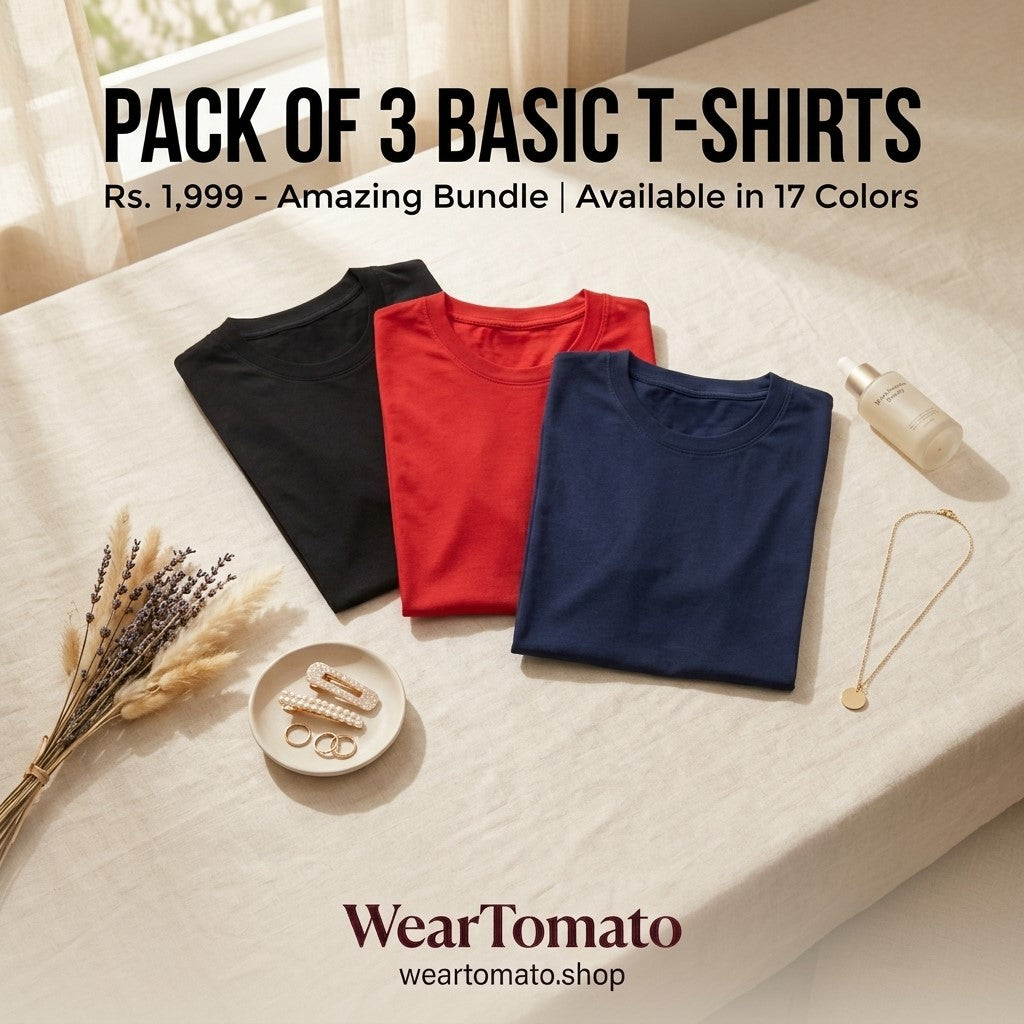 Basic T-Shirt (Pack of 3) | Everyday Cotton Essentials for Men & Women