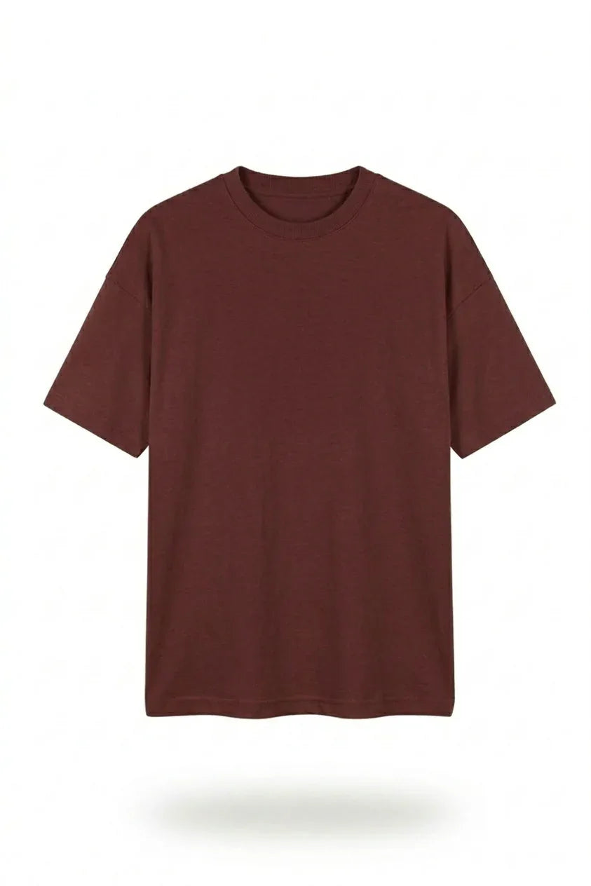 Stylish maroon drop shoulder t shirt oversized fit fashion