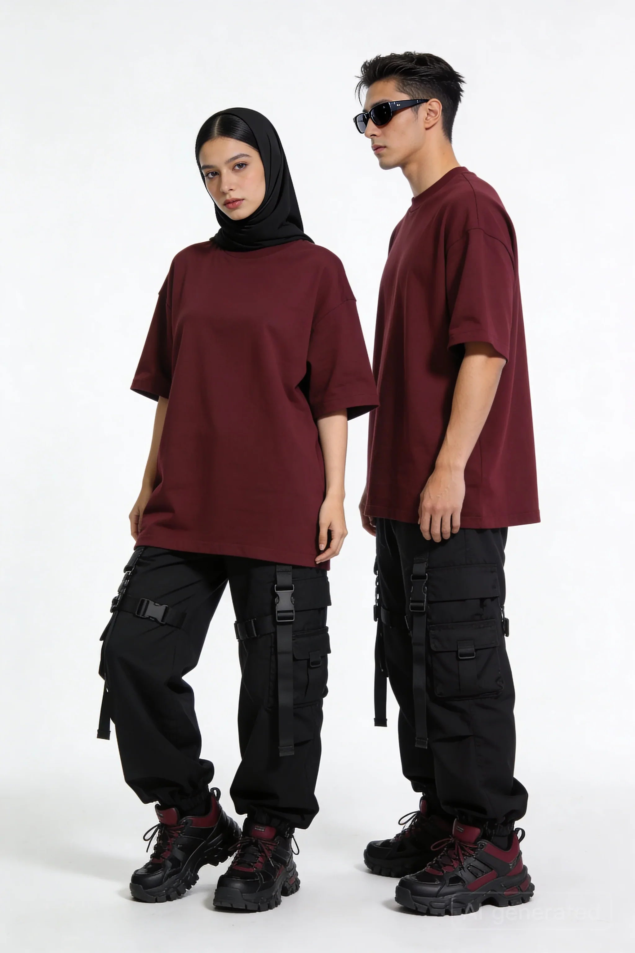 Stylish maroon drop shoulder t shirt oversized fit fashion
