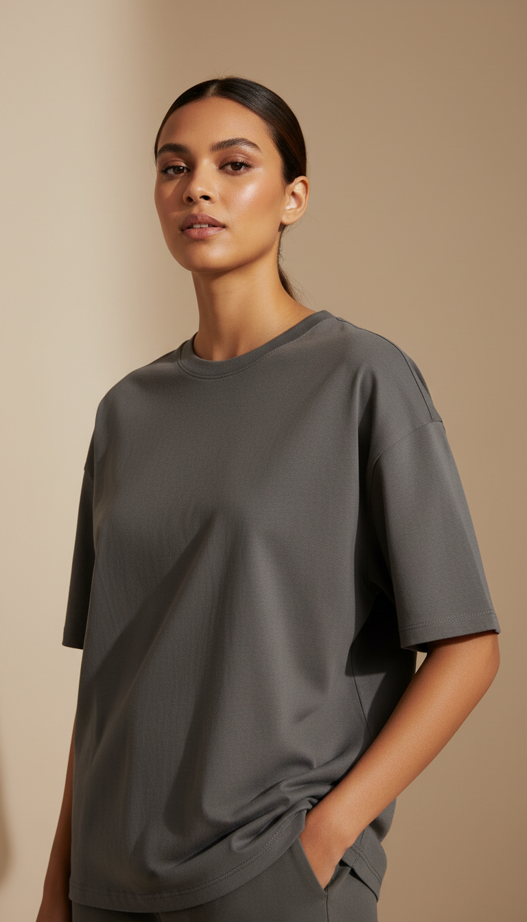 Drop Shoulders Oversized Grey T-Shirts
