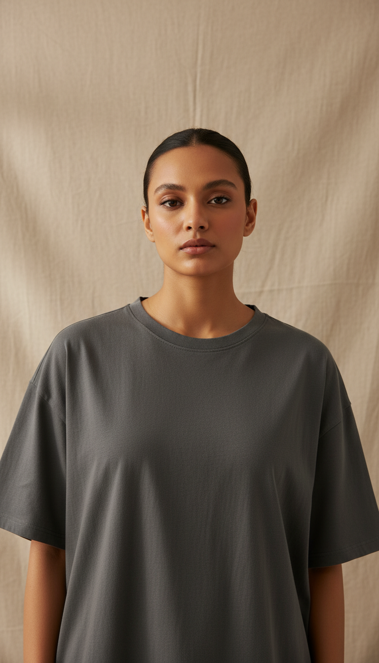 Drop Shoulders Oversized Grey T-Shirts