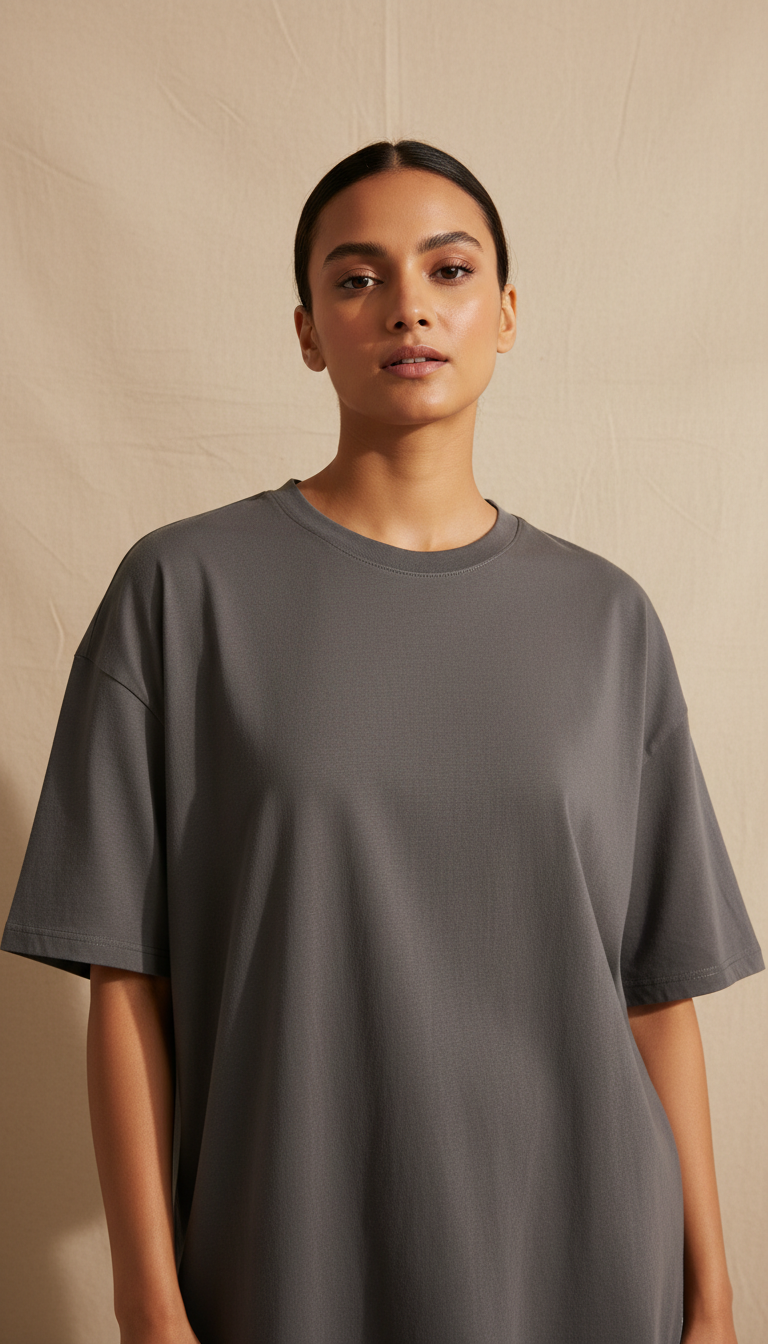 Drop Shoulders Oversized Grey T-Shirts