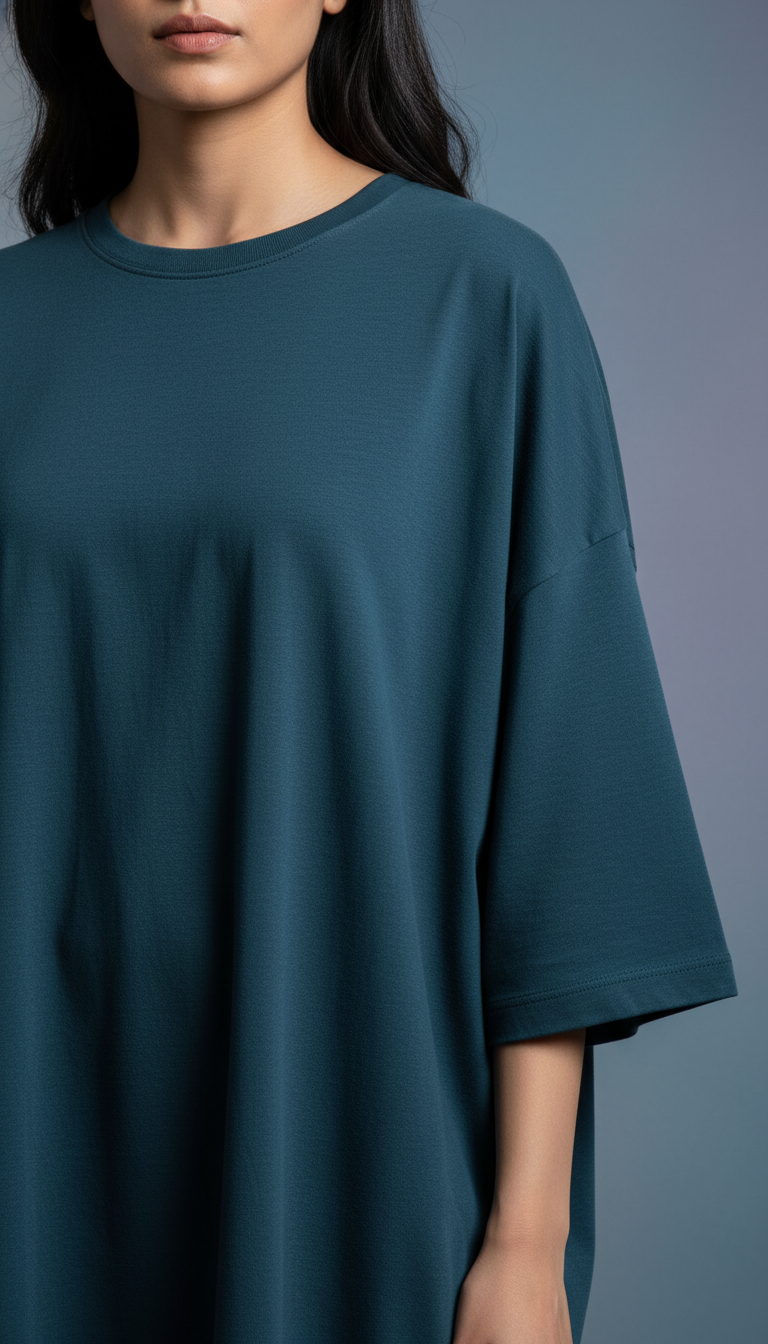Drop Shoulders Oversized BlueT-Shirts