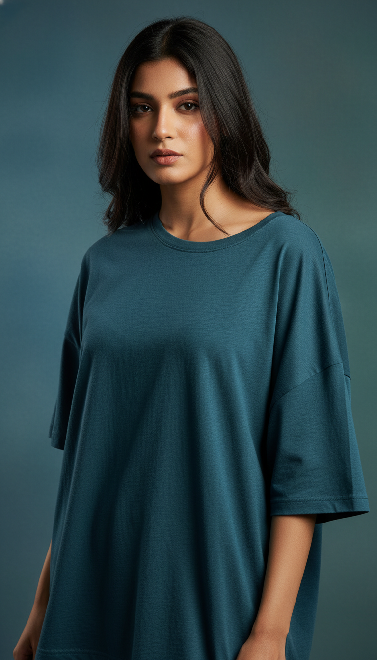 Drop Shoulders Oversized BlueT-Shirts