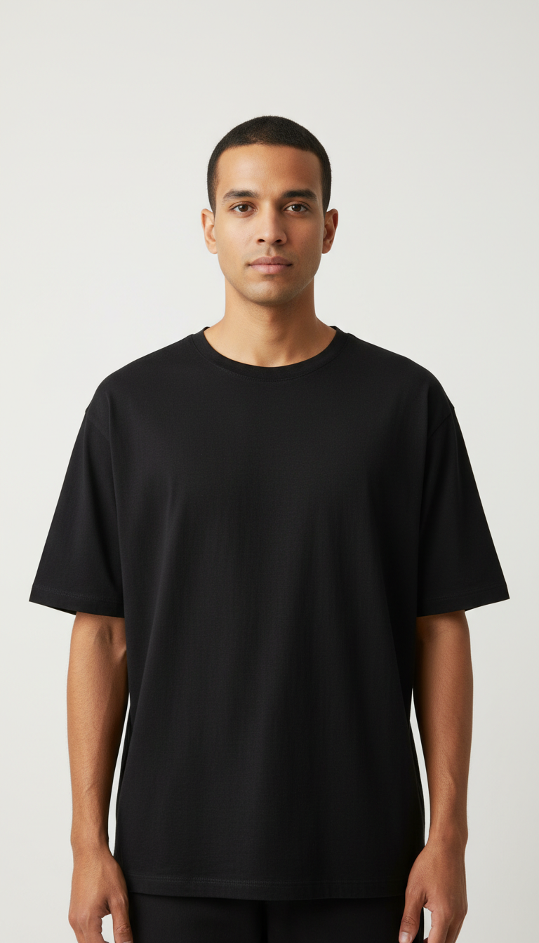 Drop Shoulders Oversized Black T-Shirts