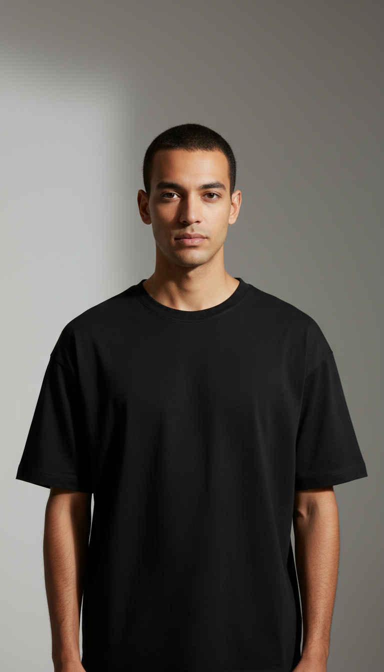 Drop Shoulders Oversized Black T-Shirts
