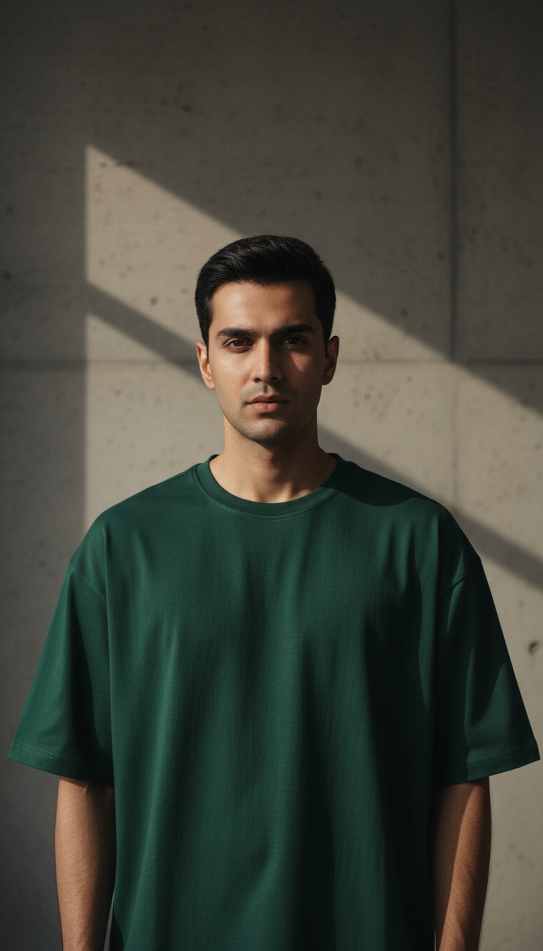 Drop Shoulders Oversized Green T-Shirts