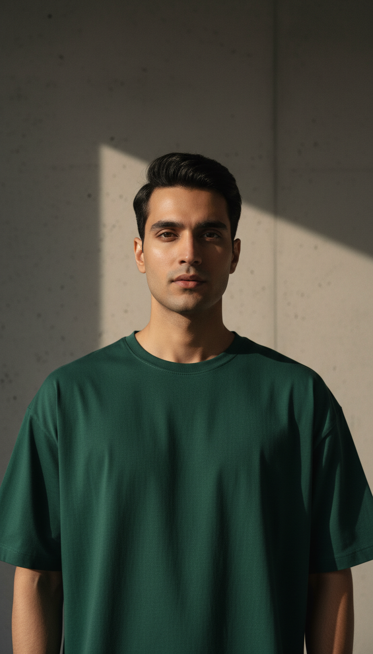 Drop Shoulders Oversized Green T-Shirts