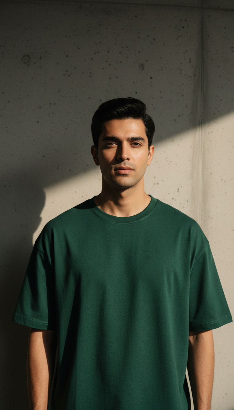 Drop Shoulders Oversized Green T-Shirts