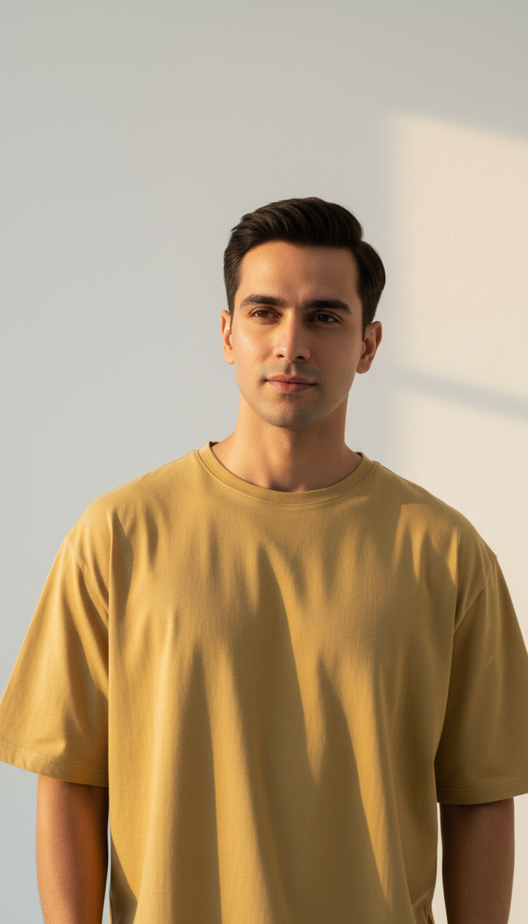 Drop Shoulders Oversized Yellow T-Shirts