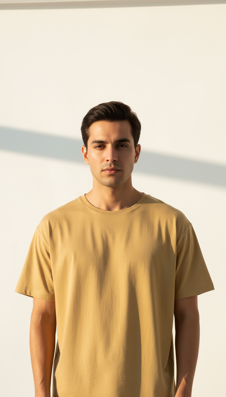 Drop Shoulders Oversized Yellow T-Shirts