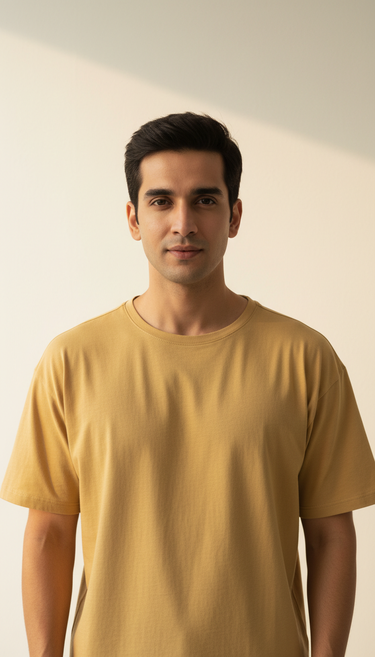 Drop Shoulders Oversized Yellow T-Shirts