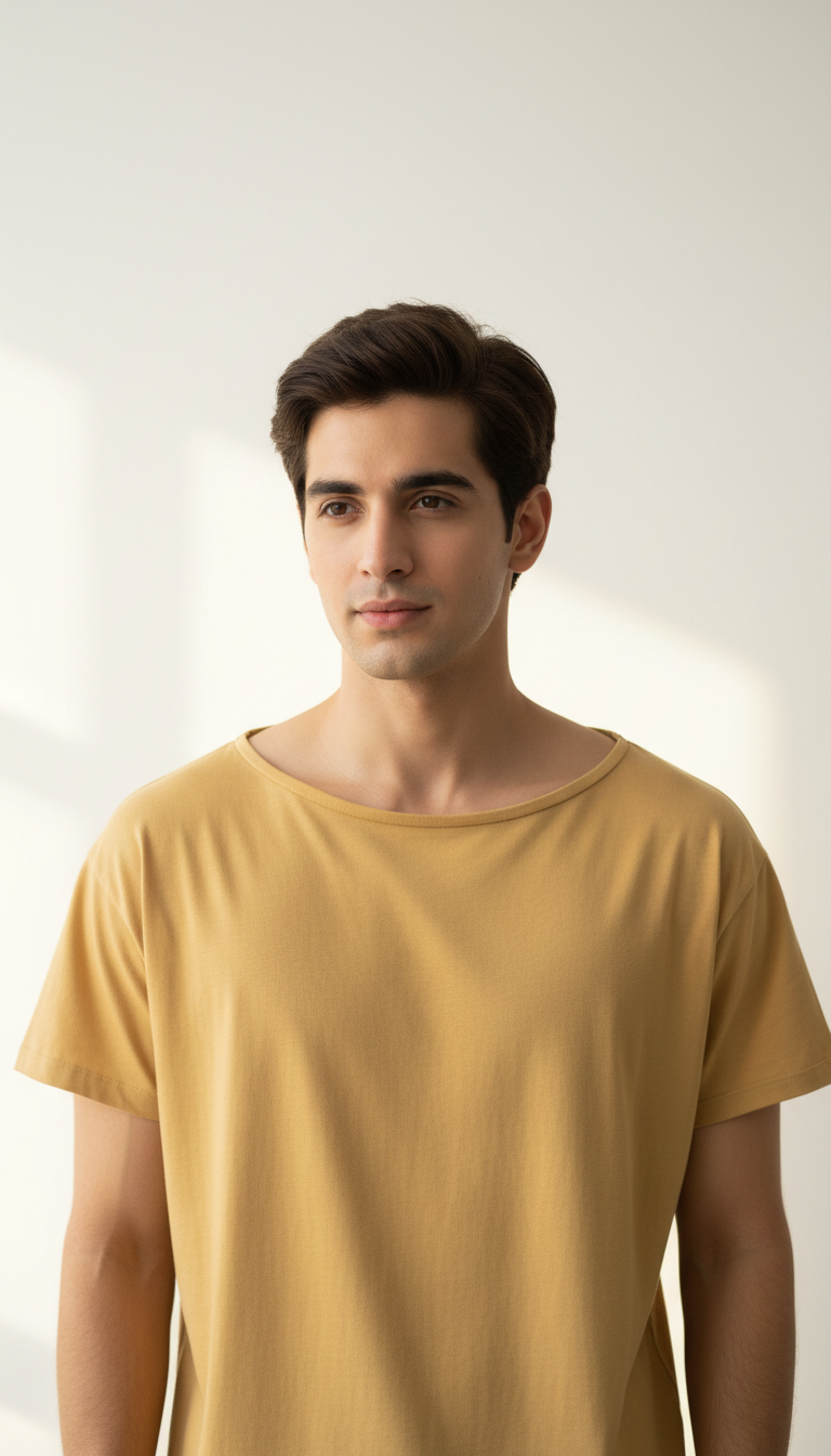 Drop Shoulders Oversized Yellow T-Shirts