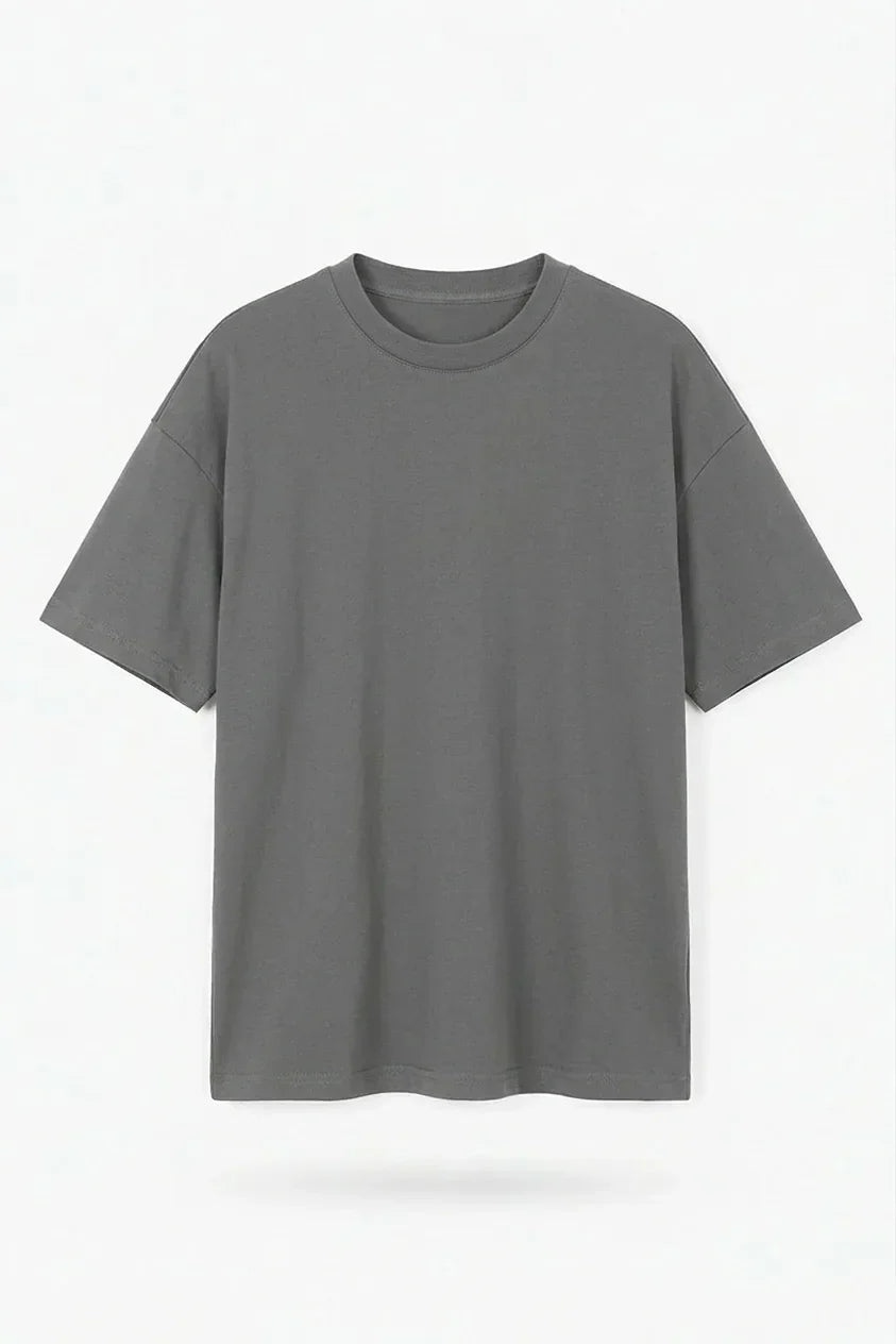 Stylish steel grey drop shoulder t shirt oversized fit fashion