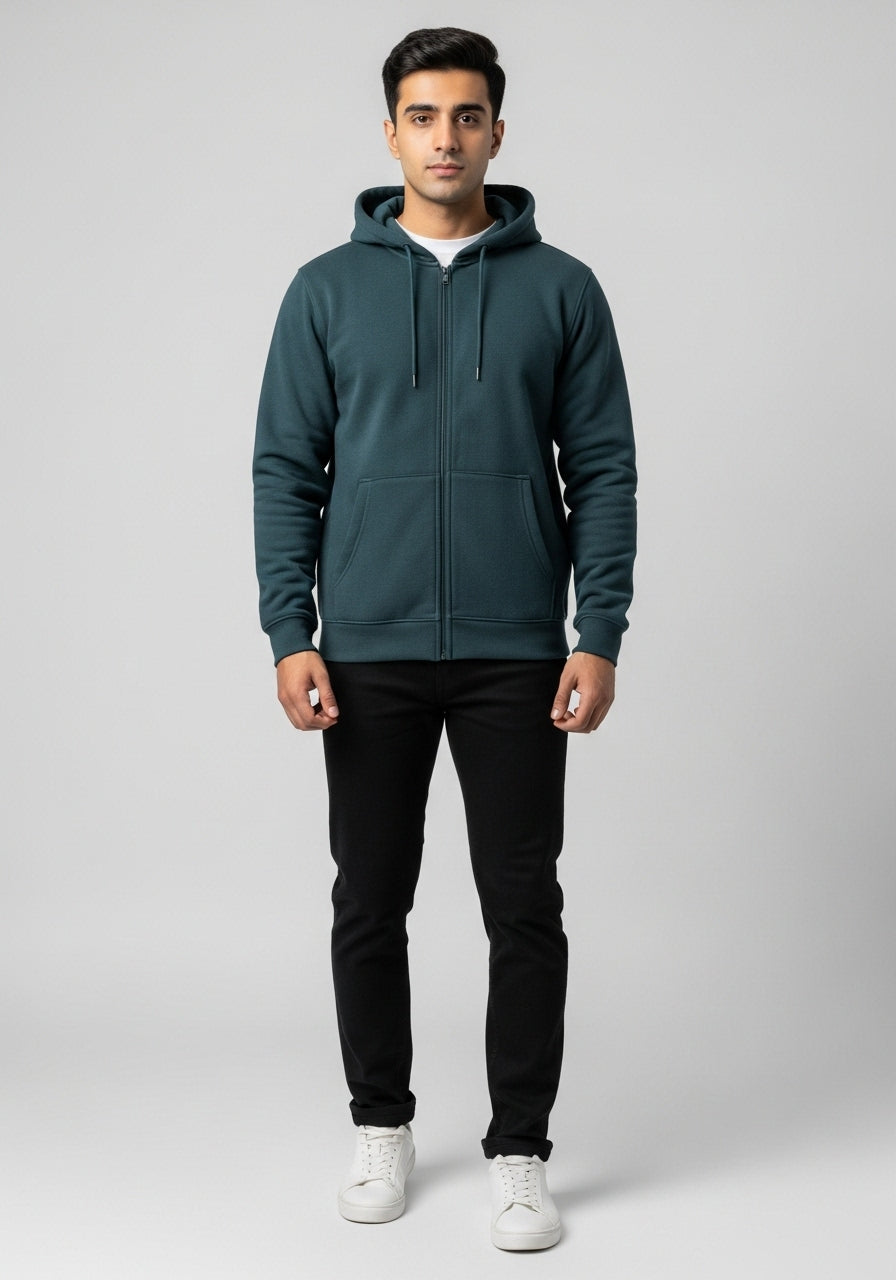 Dark Teal Zipper Hoodie
