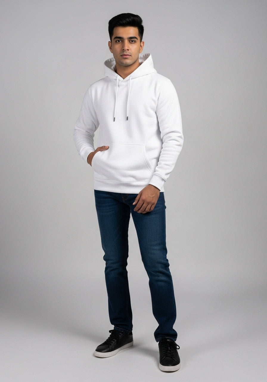 Fleece White Hoodie