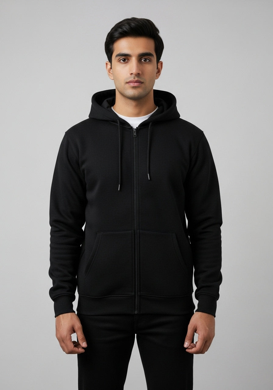 Black Zipper Hoodie