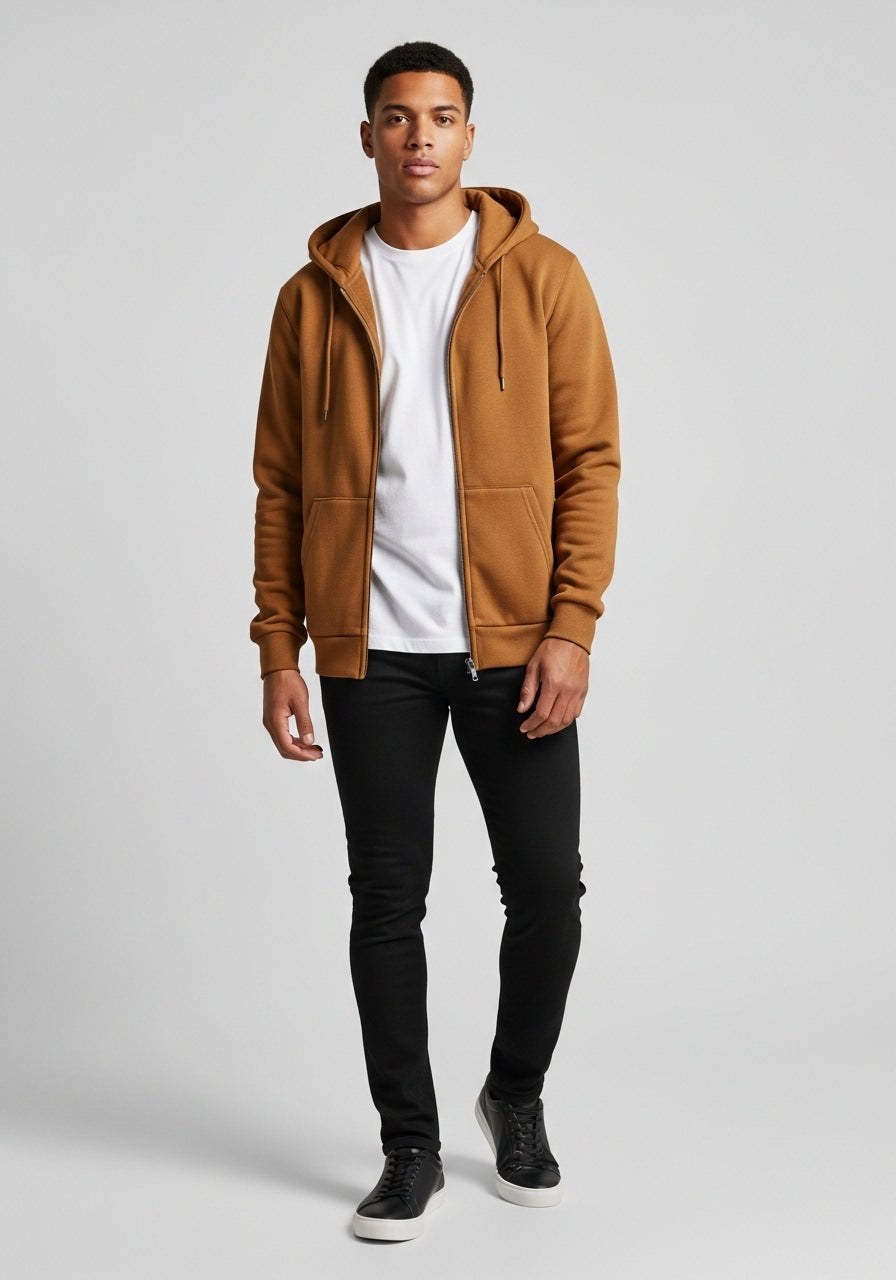 Brown Zipper Hoodie