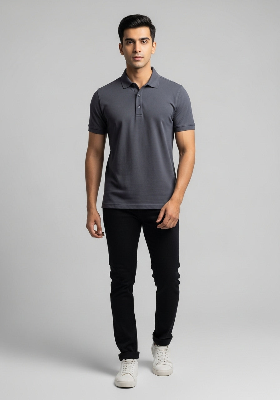 Half Sleeve Dark Grey Polo T-Shirts