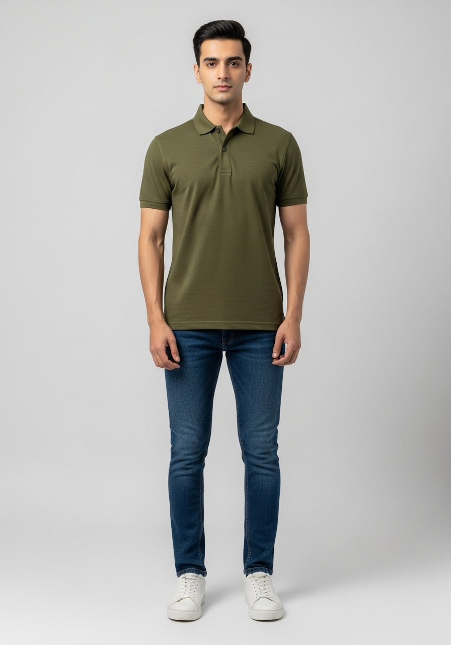 Half Sleeve Muted Olive Polo T-Shirts
