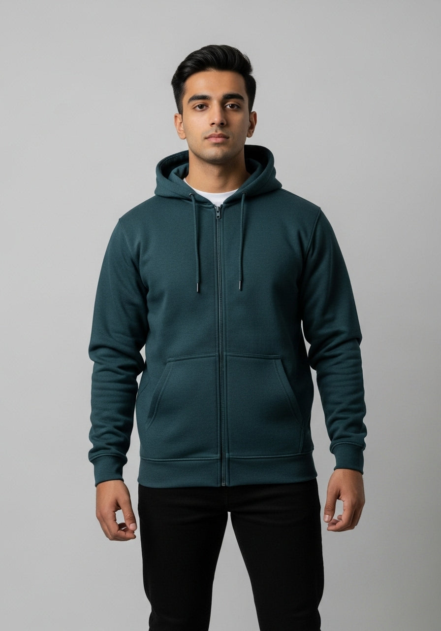 Dark Teal Zipper Hoodie